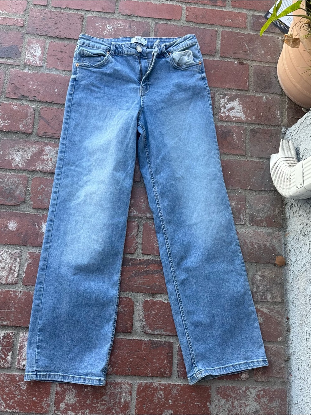 Y2K Refuge Wide Leg Jeans Light Wash Mid Rise